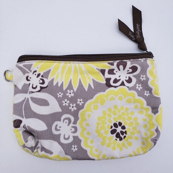 Thirty One Zipper Pouch Awesome Blossom Yellow Gray Floral 7" x 5" - Picture 4 of 6